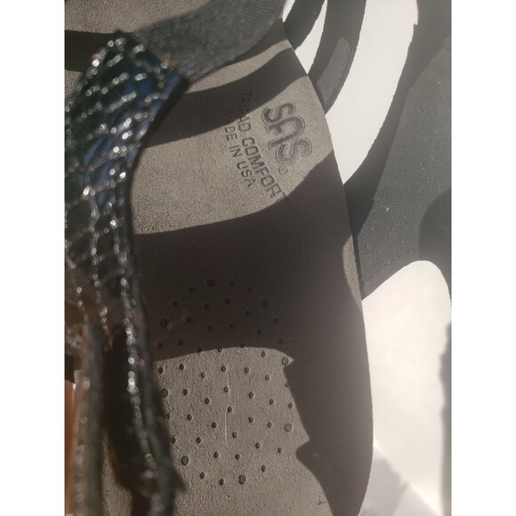 SAS Allegro Sandals Shoes Womens Size 8 Black Crocodile Embossed Patent Leather - Picture 11 of 14